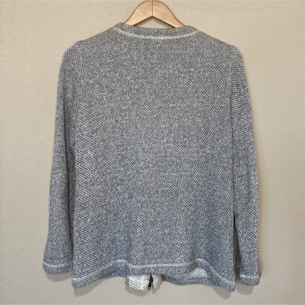Eileen Fisher Knit Organic Cotton Women's Gray Ivory Full Zip Jacket SP - Picture 3 of 6